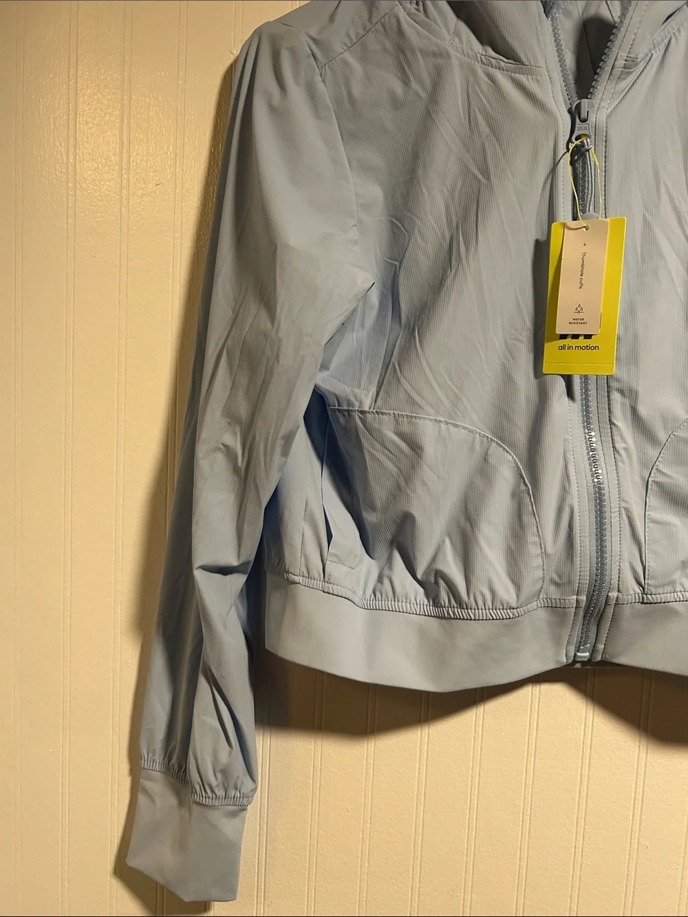 Girls All in Motion Light Blue Hooded Zip Up Woven Jacket Size Large 10/12 NWT